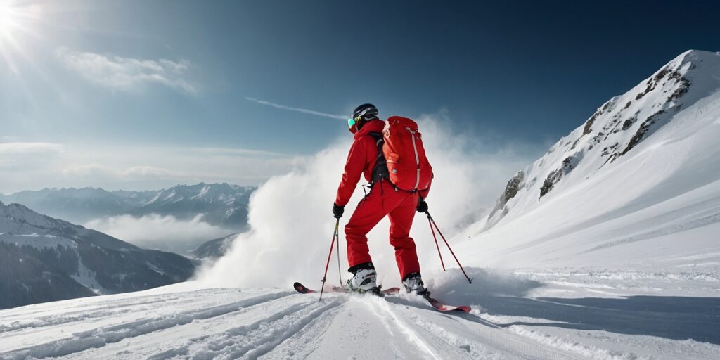 Une photo d'un pisteur secouriste en train de sécuriser une piste de ski après une avalanche.